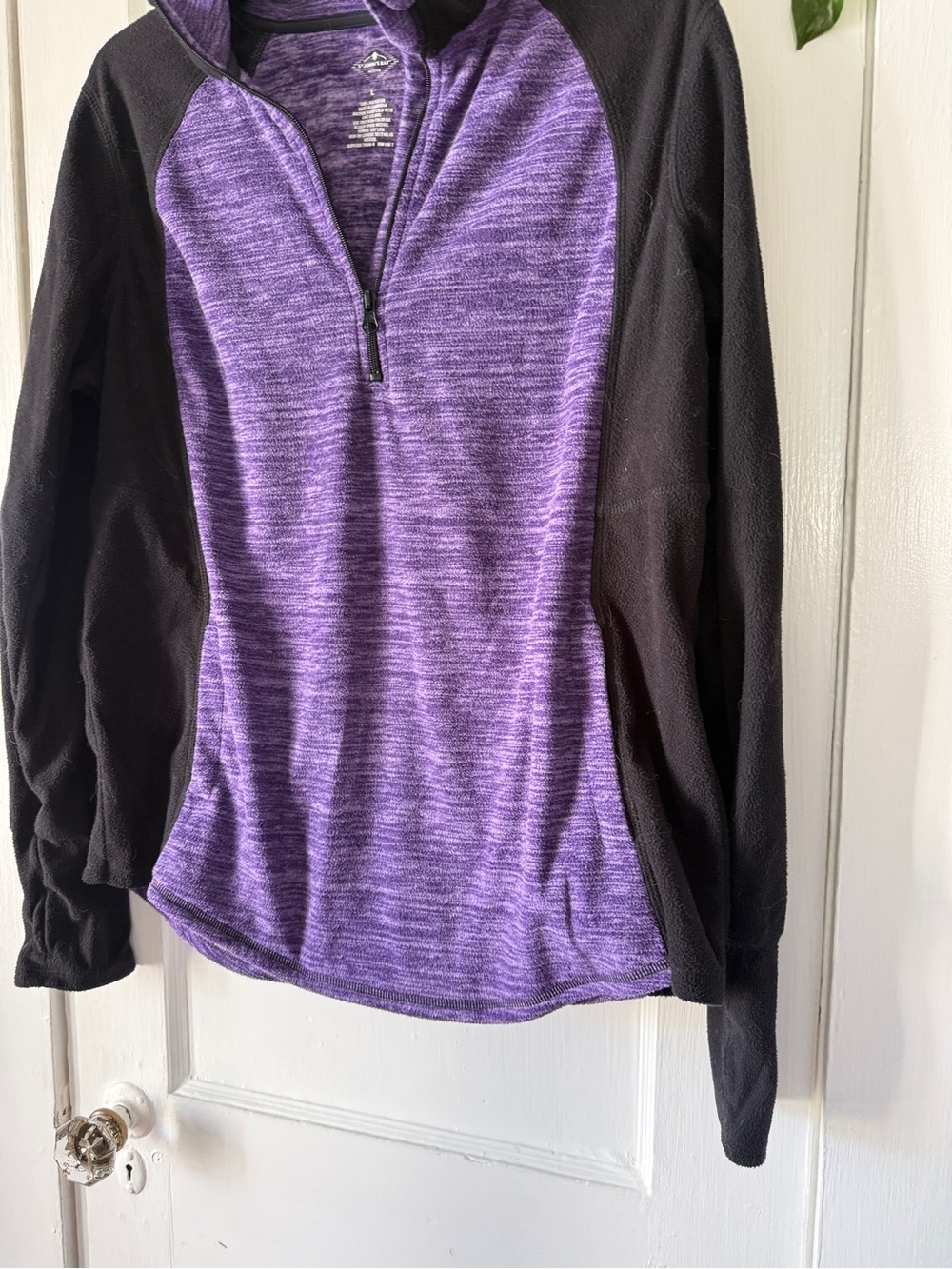 Women’s Half-Zip Active Pullover - Purple & Black St John’s Bay size L - Picture 2 of 8